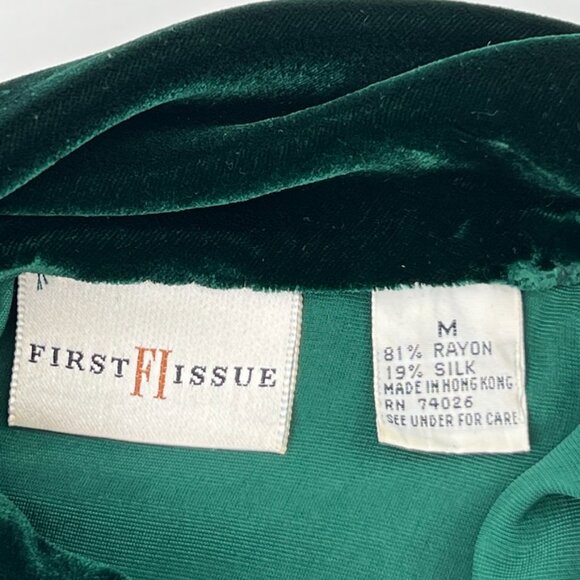 Vintage First Issue Button Up Women Medium Velour Shirt Silk Work Party Top Core - Picture 13 of 15